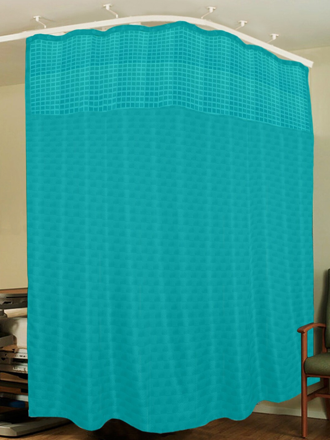 

Lushomes Dark Green Geometric Hospital Partition Long Door Curtain