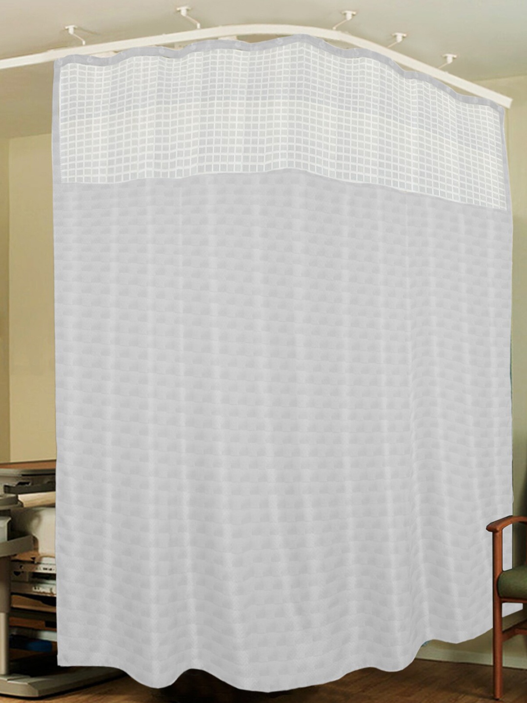 

Lushomes White Geometric Hospital Partition Long Door Curtain