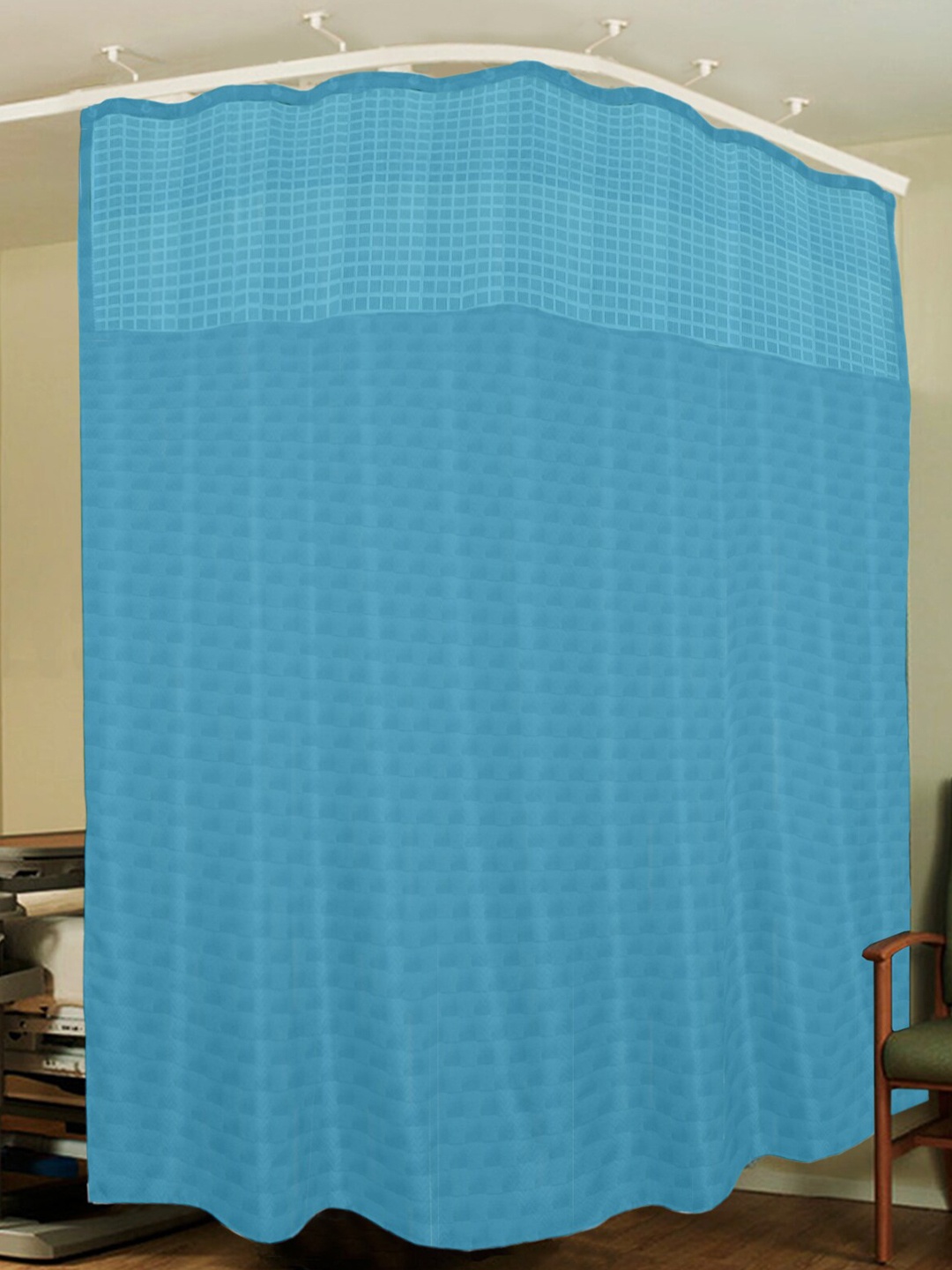 

Lushomes Sky Blue Geometric Hospital Partition Long Door Curtain