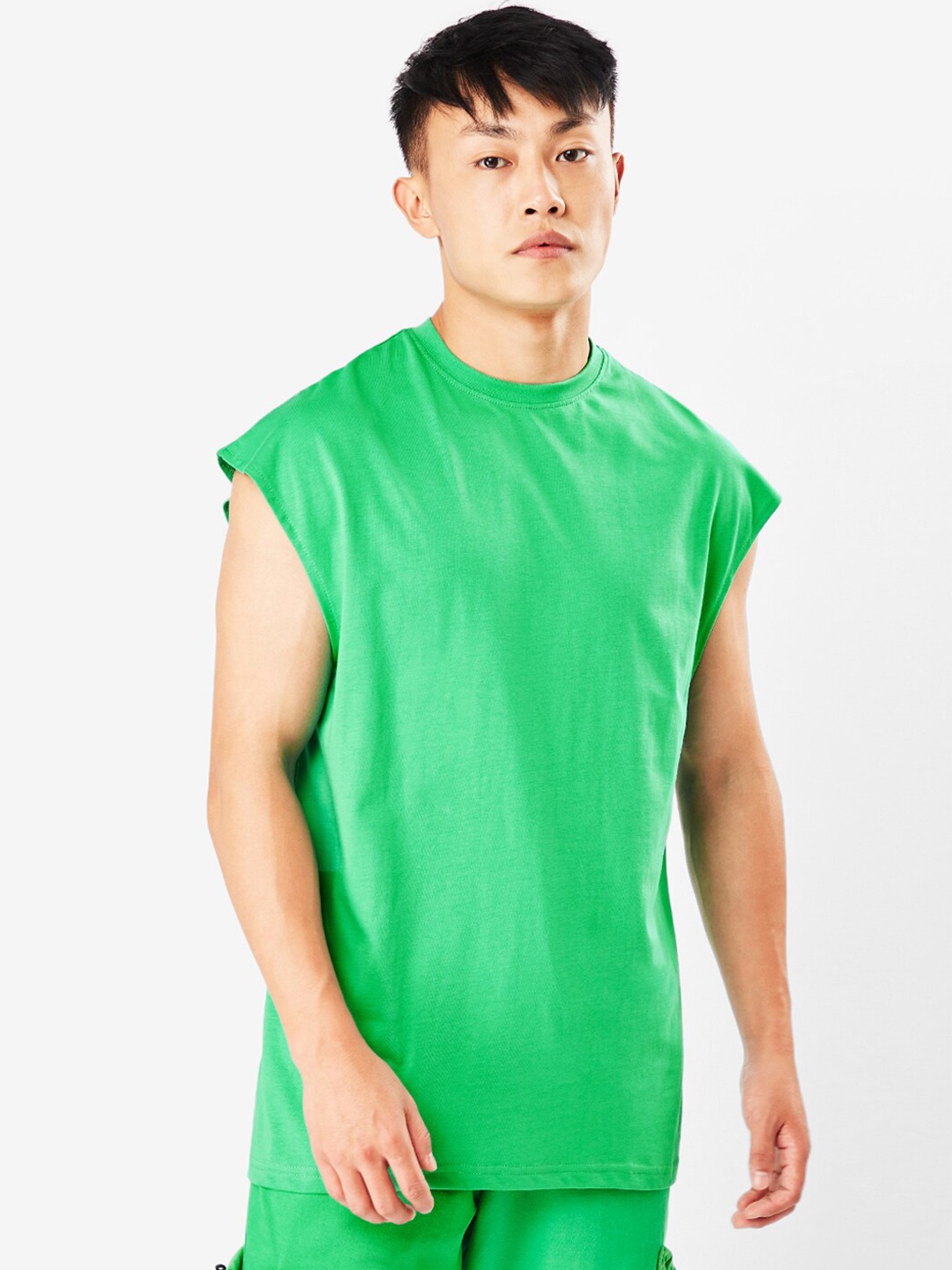 

Bewakoof Men Varsity Oversized Cotton Basic Innerwear Vest, Green