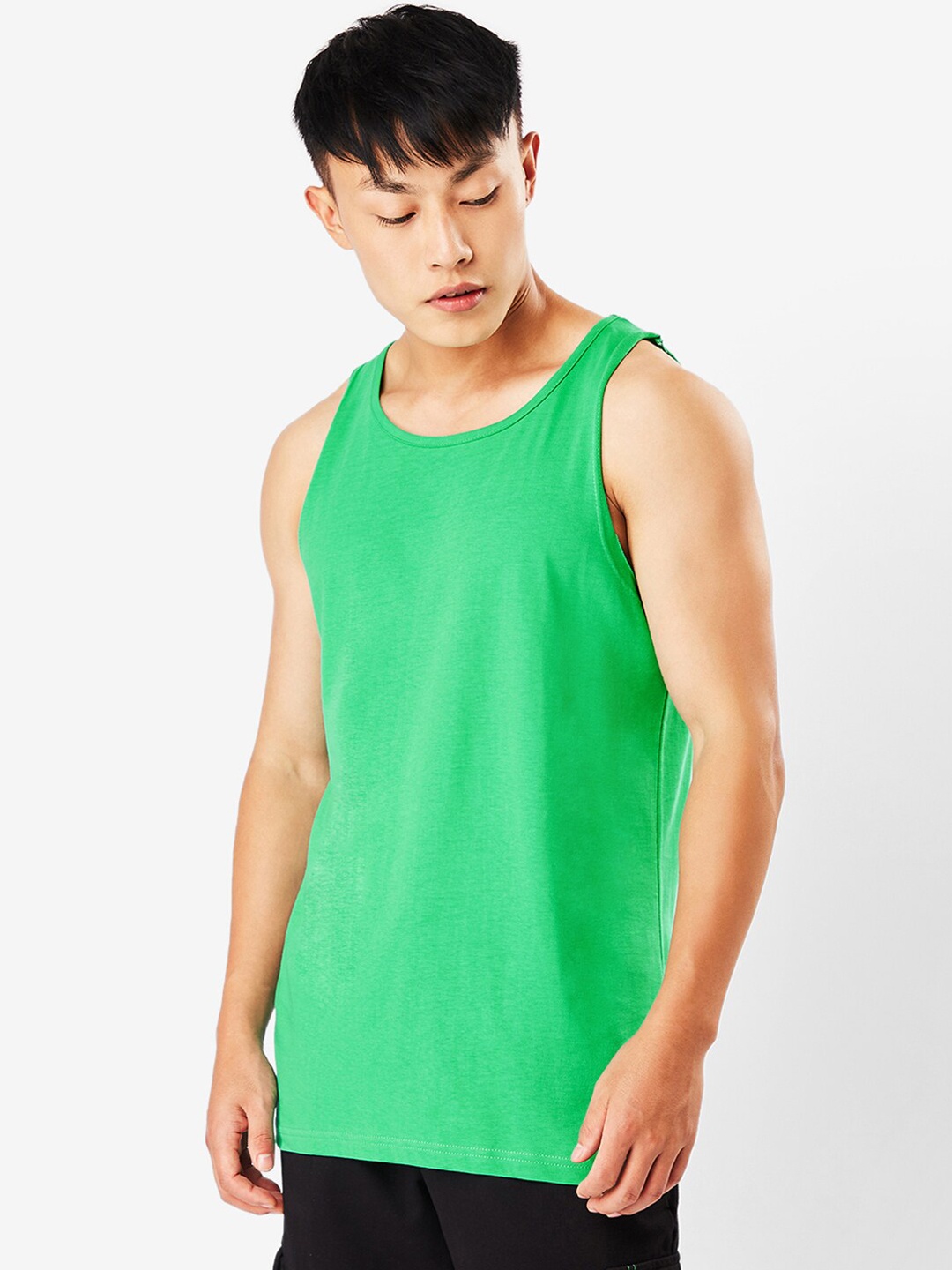 

Bewakoof Men Cotton Oversized Vest, Green
