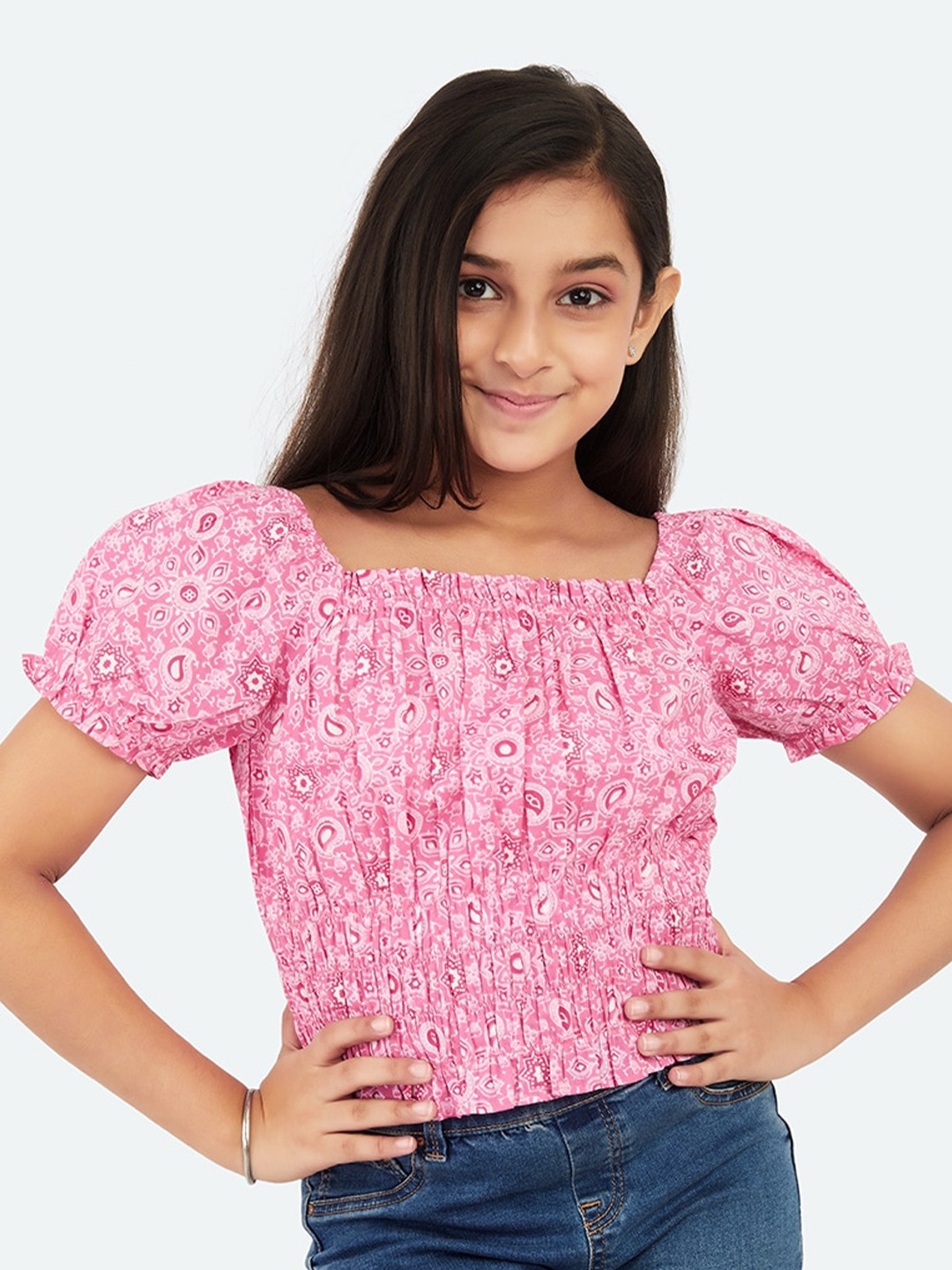 

Olele Pink Floral Print Top