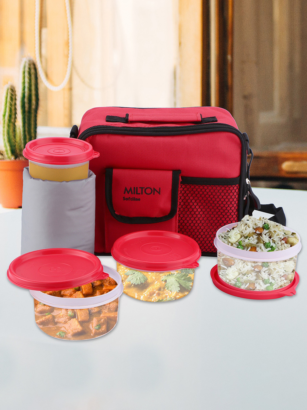 

Milton Meal Combi Softline Red Lunch Box 3 Containers 280 ml Each and 1 Tumbler 400 ml