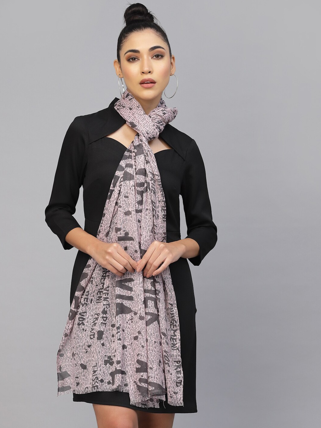 

J Style Women Pink & Grey Printed Stole