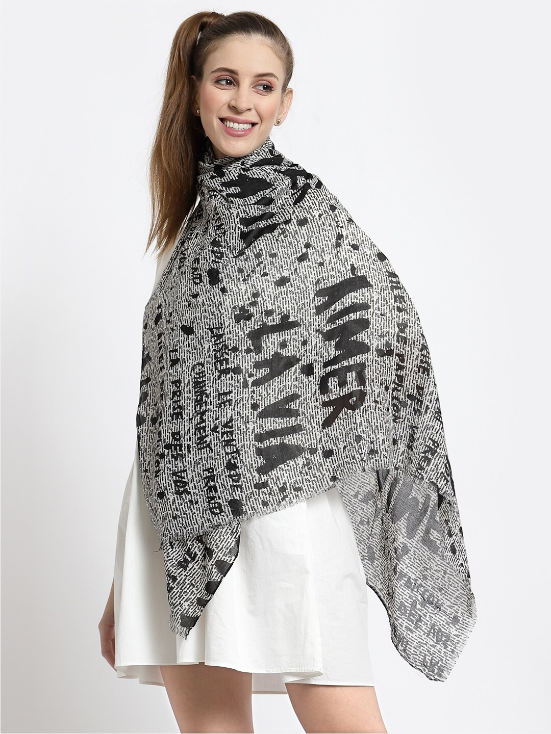 

J Style Women Printed Stole, Grey