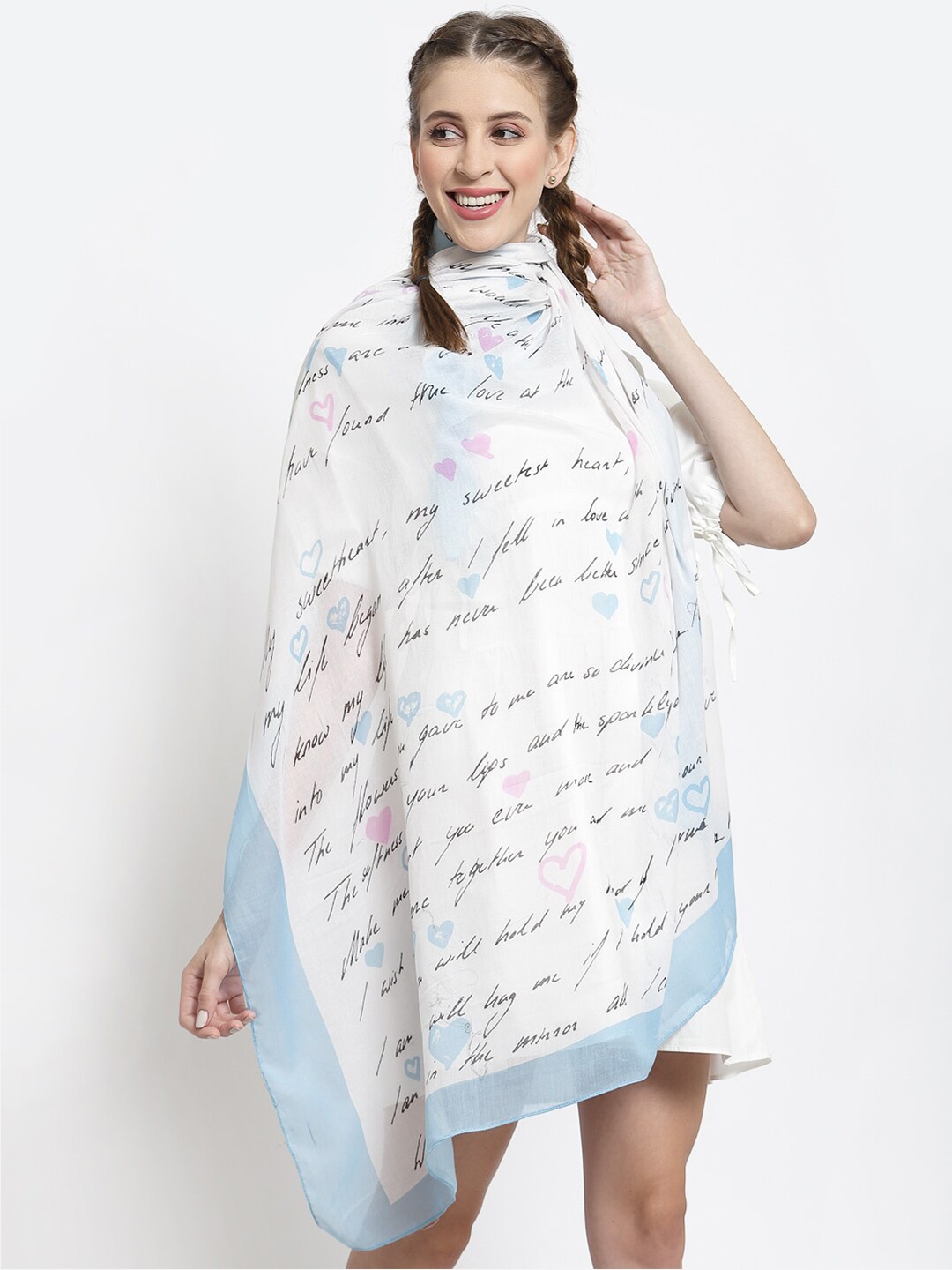 

J Style Women Printed Stole, White