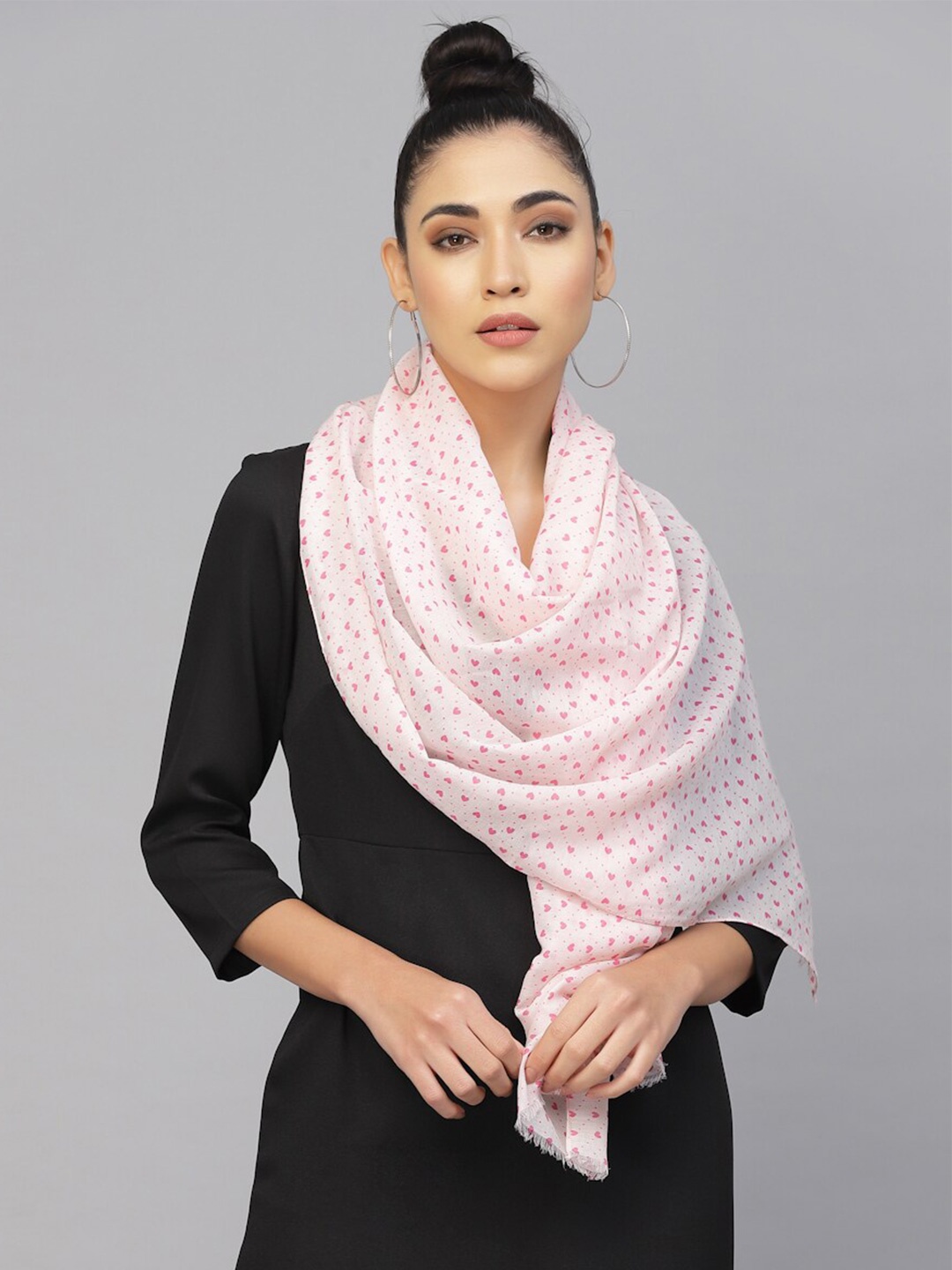 

J Style Women Graphic Printed Stole, White
