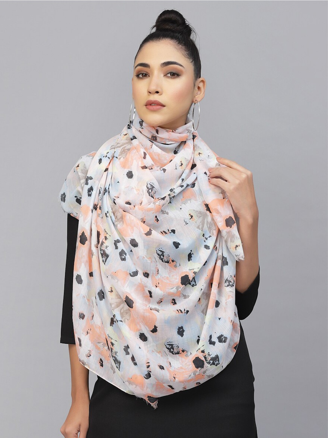 

J Style Women Abstract Printed Stole, Orange