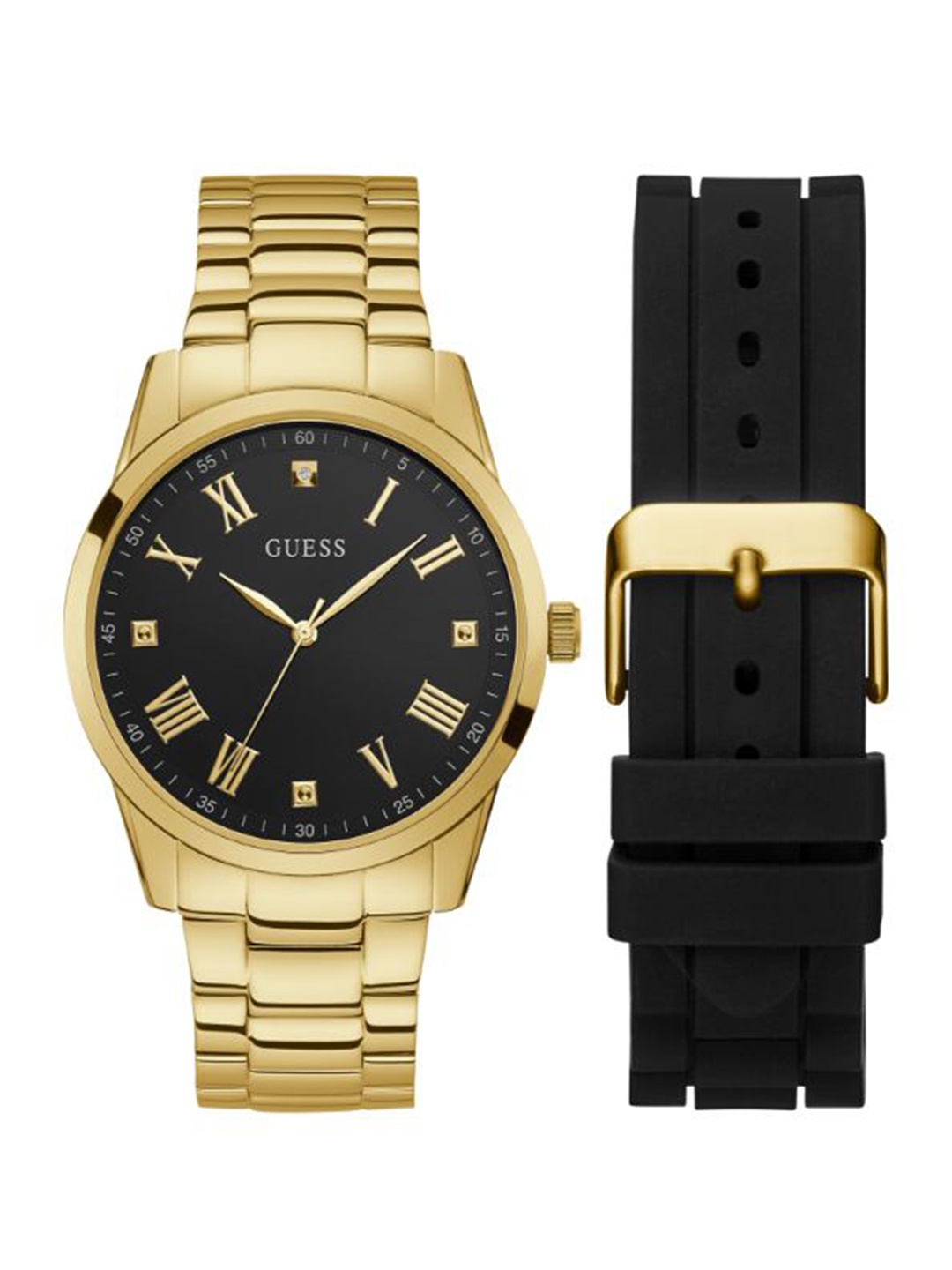 

GUESS Men Embellished Bracelet Style Straps Analogue Watch GW0235G1, Black