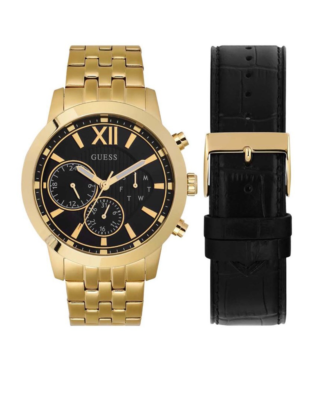 

GUESS Men Bracelet Style Straps Analogue Watch GW0296G1, Black