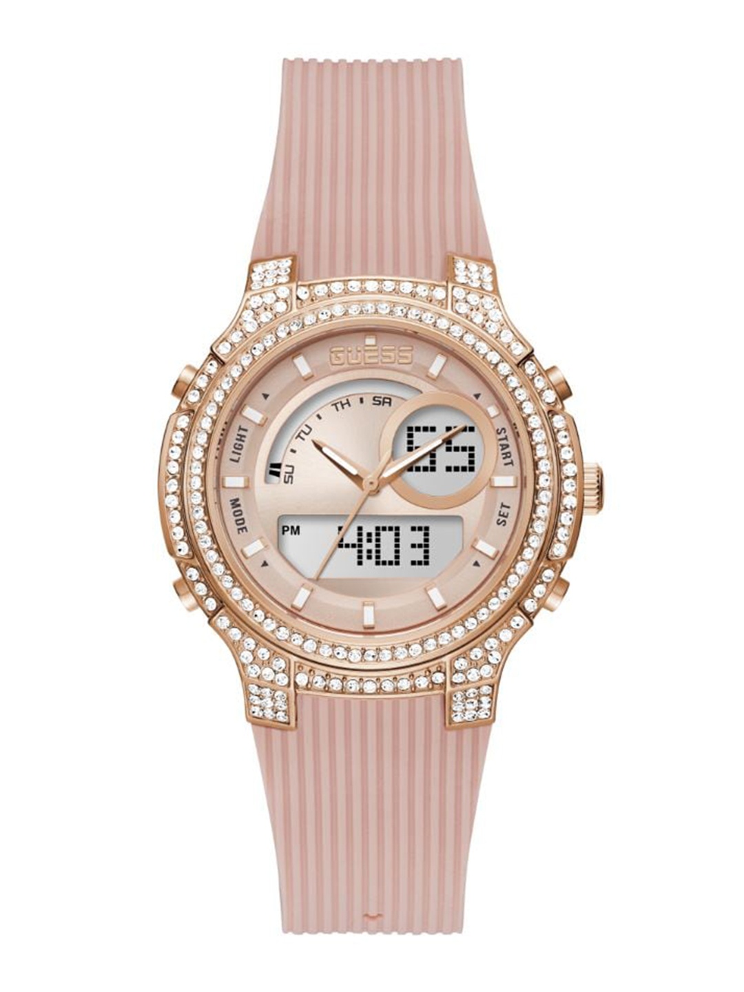 

GUESS Women Embellished Straps Analogue and Digital Watch GW0339L2, Rose gold