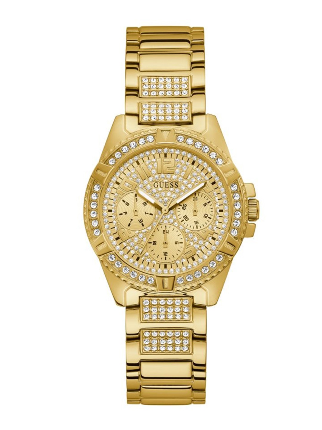 

GUESS Women Embellished Dial & Bracelet Style Straps Analogue Watch GW0373L2, Beige