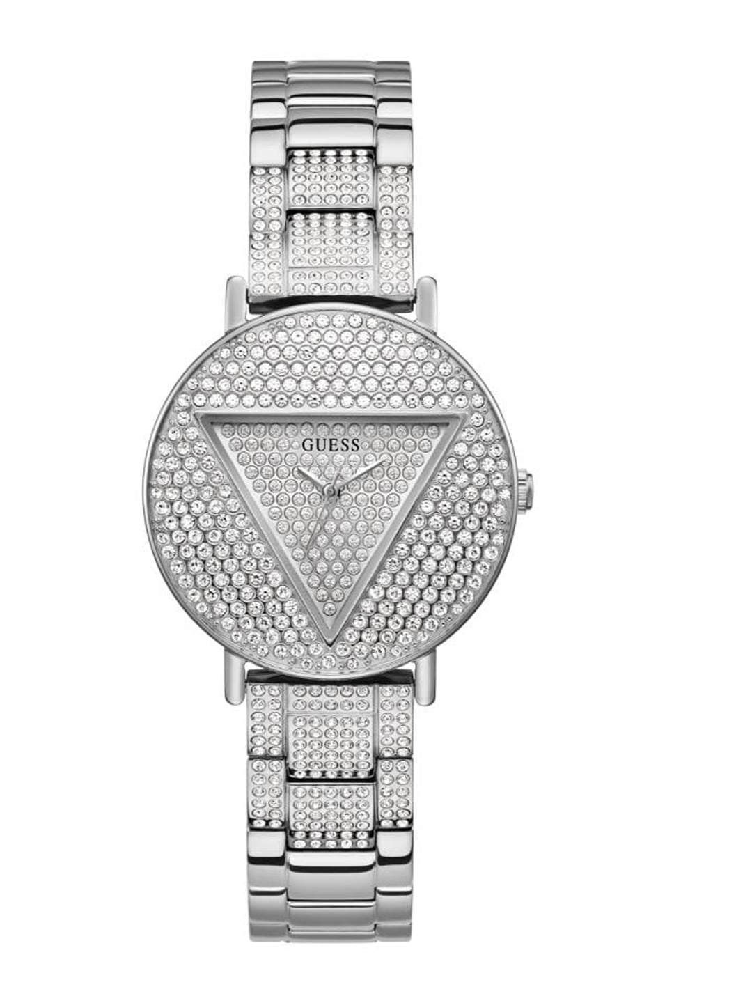 

GUESS Women Embellished Dial & Bracelet Style Straps Analogue Watch GW0512L1, Silver