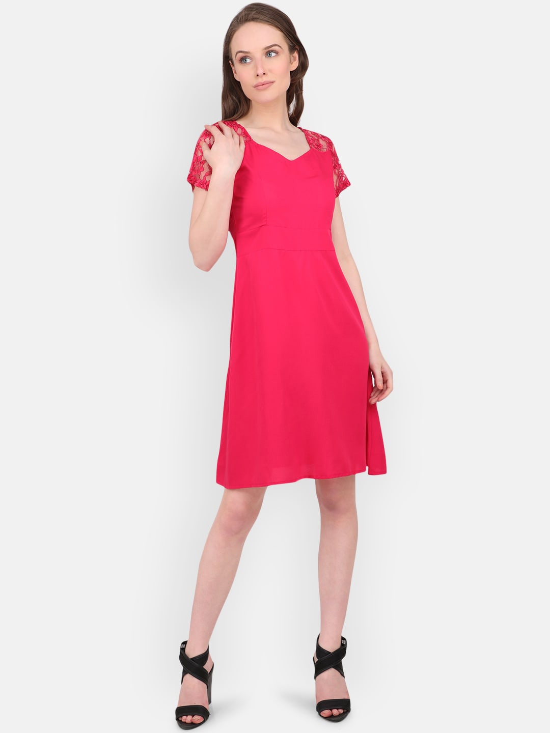 

MARC LOUIS Sweetheart Neck A-Line Dress, Red