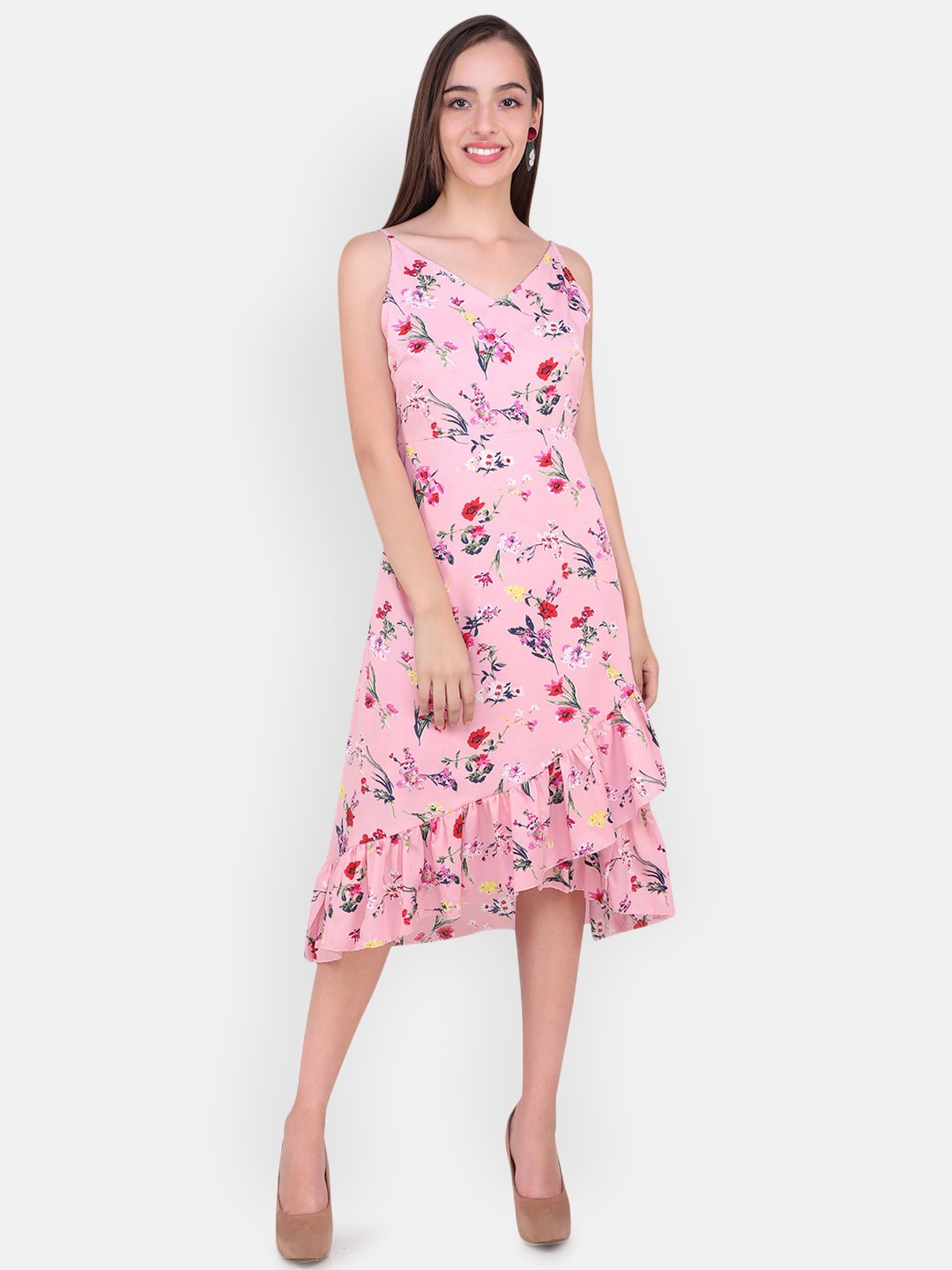

MARC LOUIS Floral Printed Midi Dress, Pink