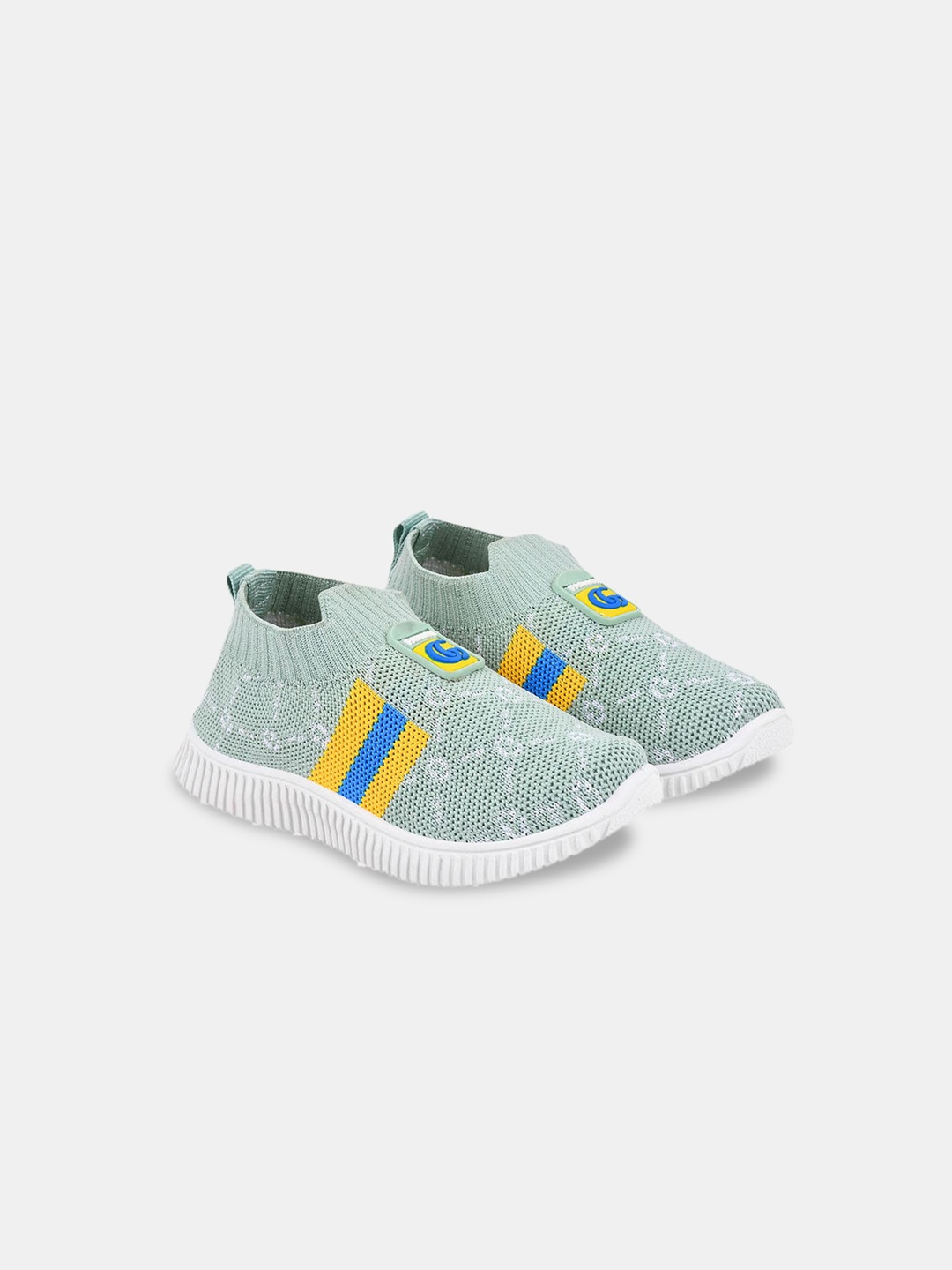 

Hopscotch Kids Woven Design Slip-On Sneakers, Green