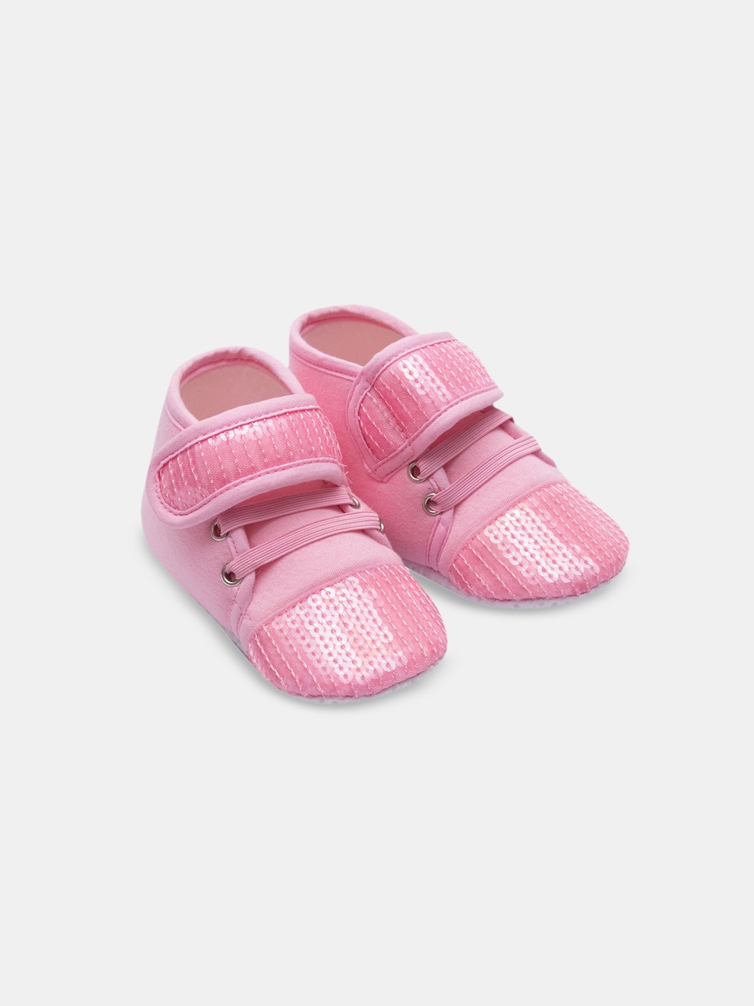 

Hopscotch Infant Girls Sequin Embellished Cotton Booties, Pink