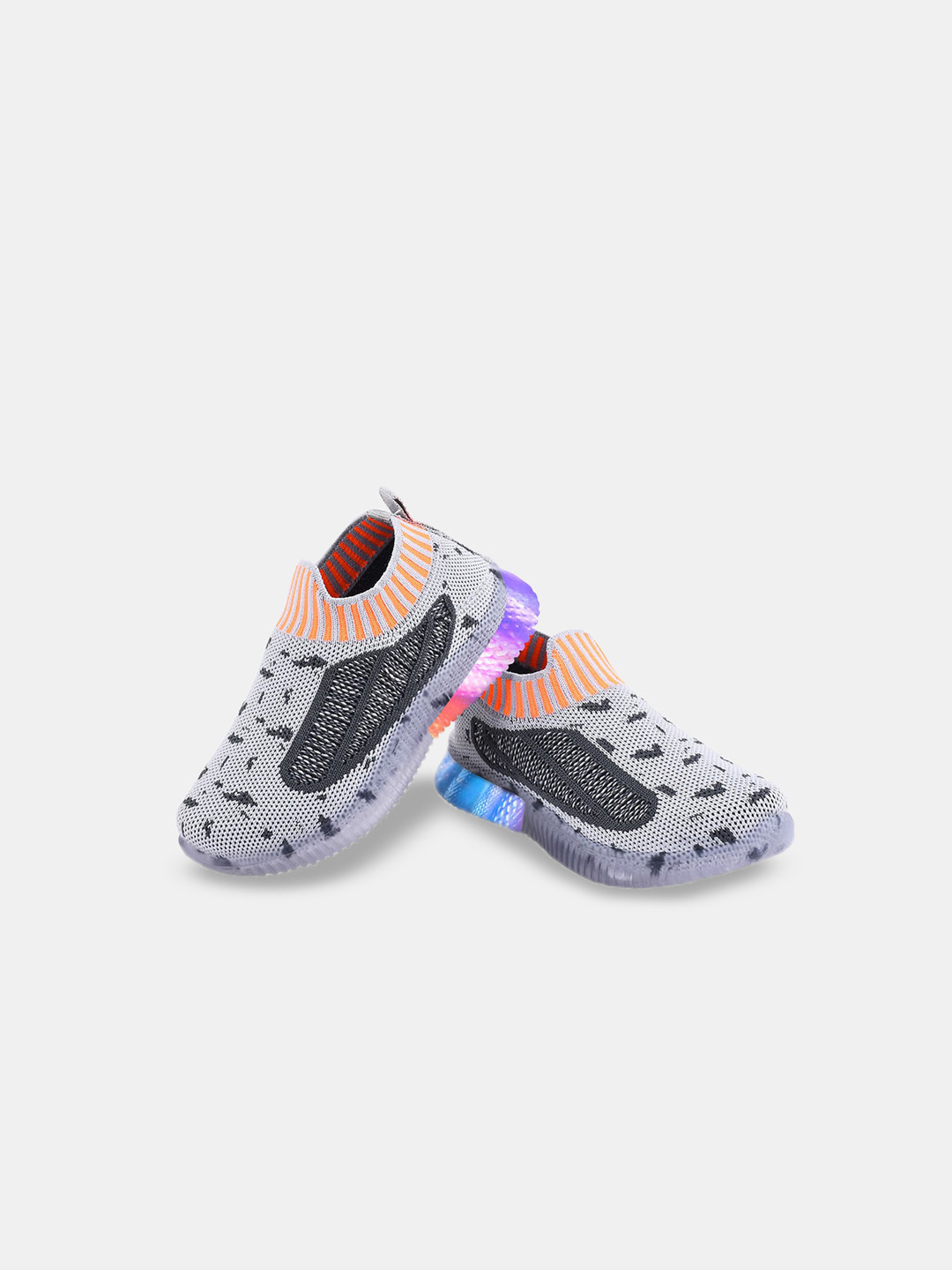 

Hopscotch Kids Woven Design PU Slip-On Sneakers, Grey