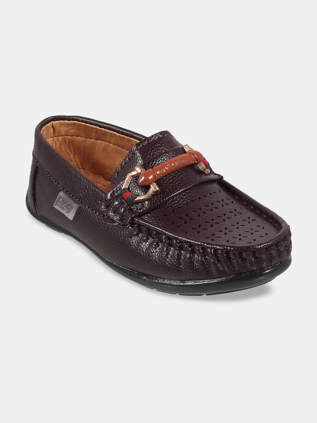 

Hopscotch Boys Slip-On Textured PU Loafers, Brown