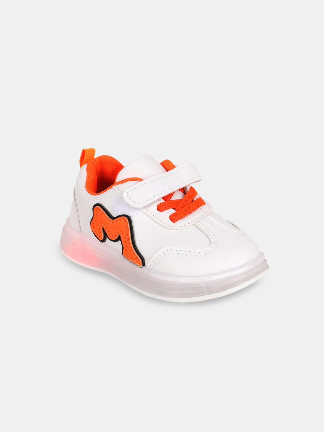 

Hopscotch Kids Velcro Printed PU Sneakers, Orange