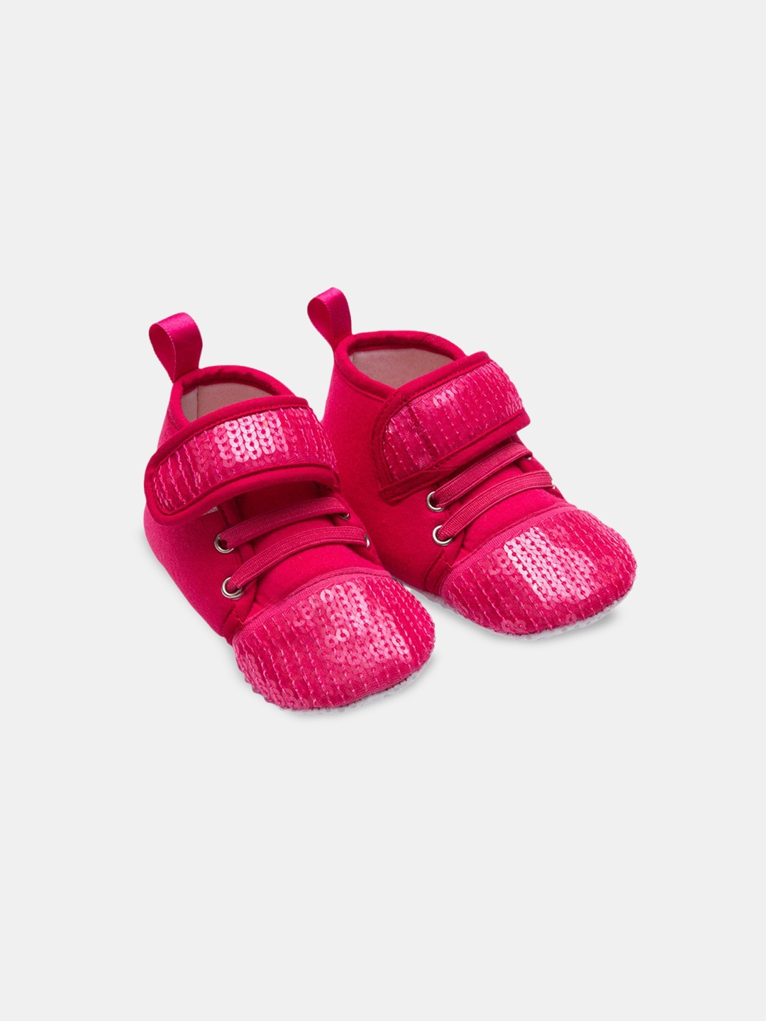 

Hopscotch Infant Girls Sequin Embellished Cotton Booties, Pink