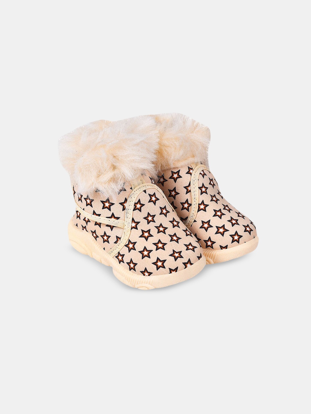 

Hopscotch Infants Printed Faux Fur Trim Winter Boots, Beige