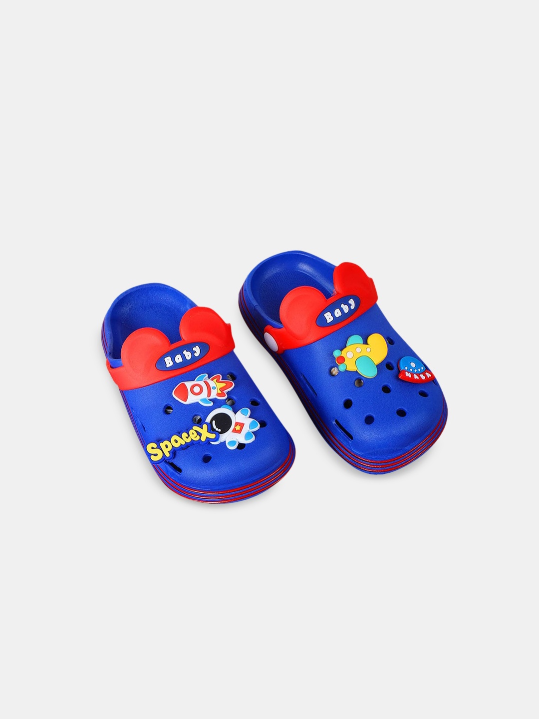 

Hopscotch Boys Printed Embellished Clogs, Blue