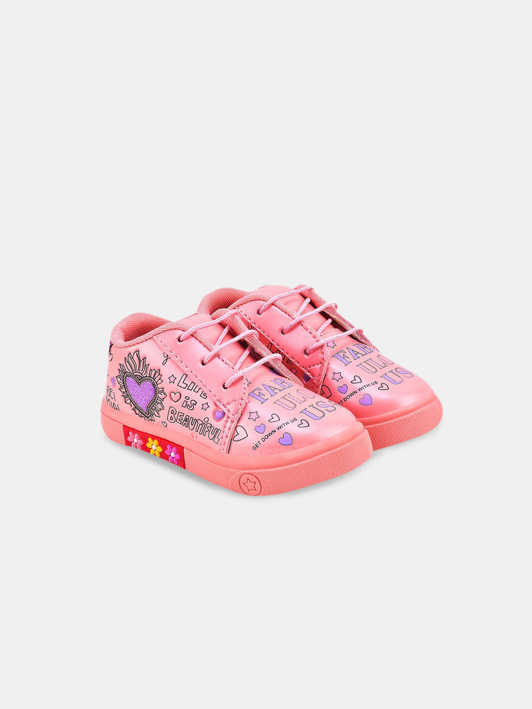 

Hopscotch Girls Printed Comfort Sole Sneakers, Pink