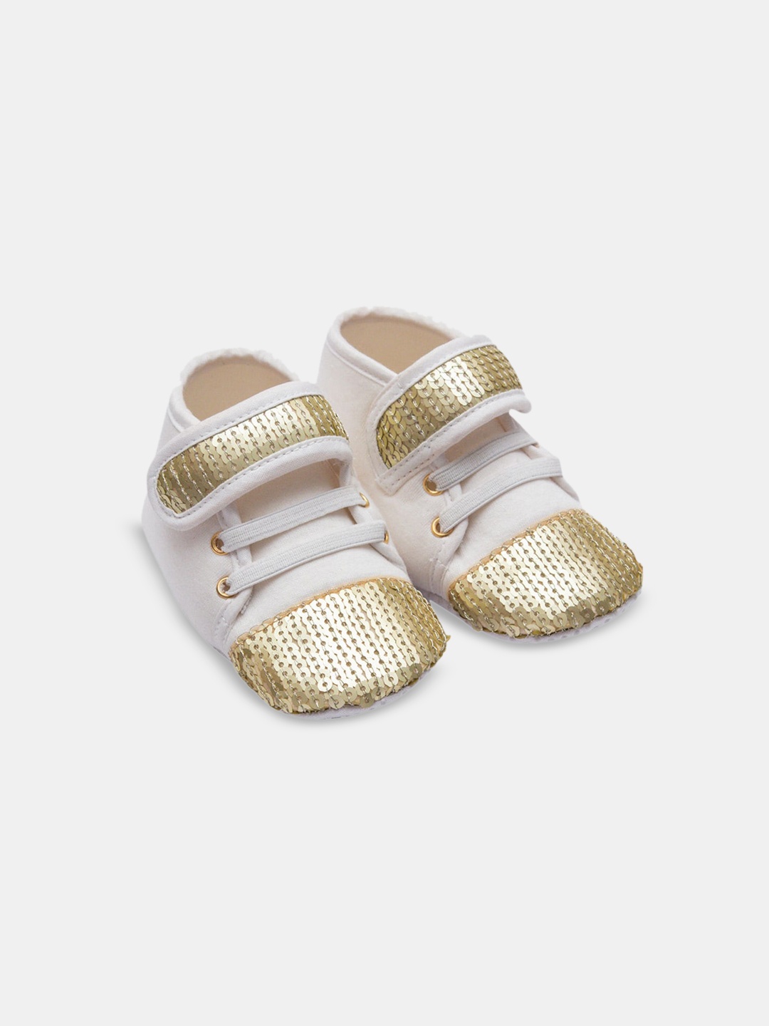 

Hopscotch Infants Sequin Embellished Cotton Booties, White