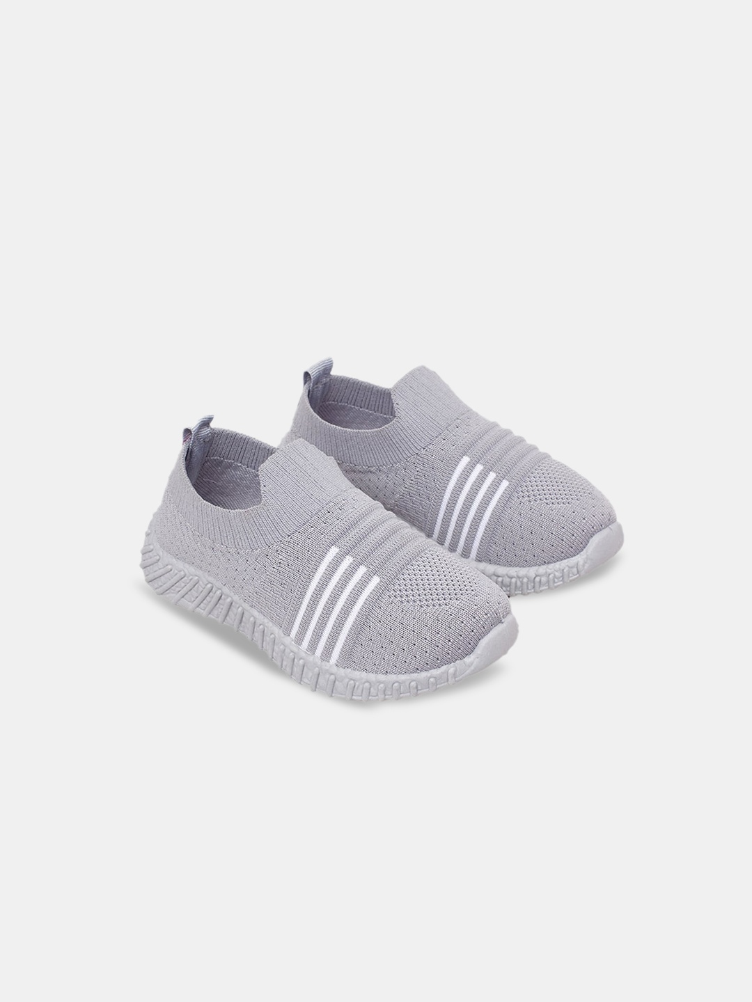 

Hopscotch Kids Striped Slip-On Sneakers, Grey