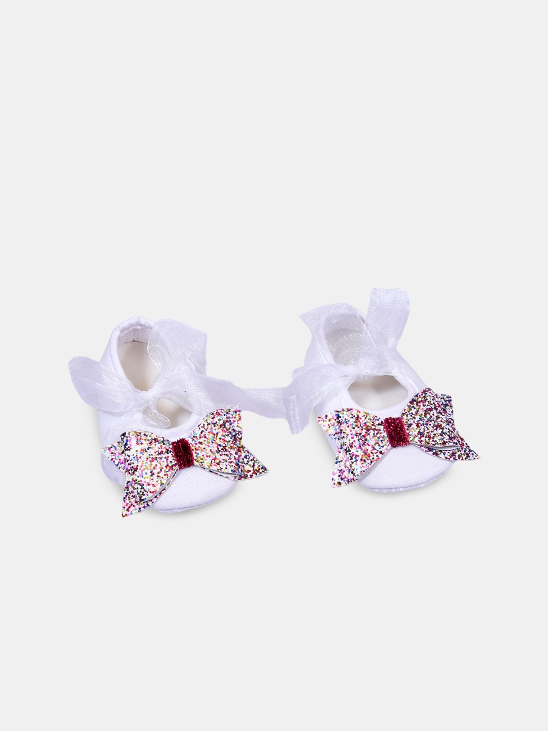 

Hopscotch Infant Girls Embellished Bow Cotton Booties, White