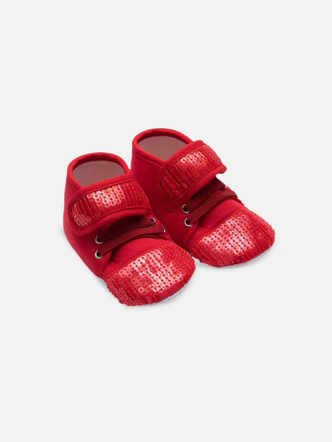 

Hopscotch Infants Sequin Embellished Cotton Booties, Red