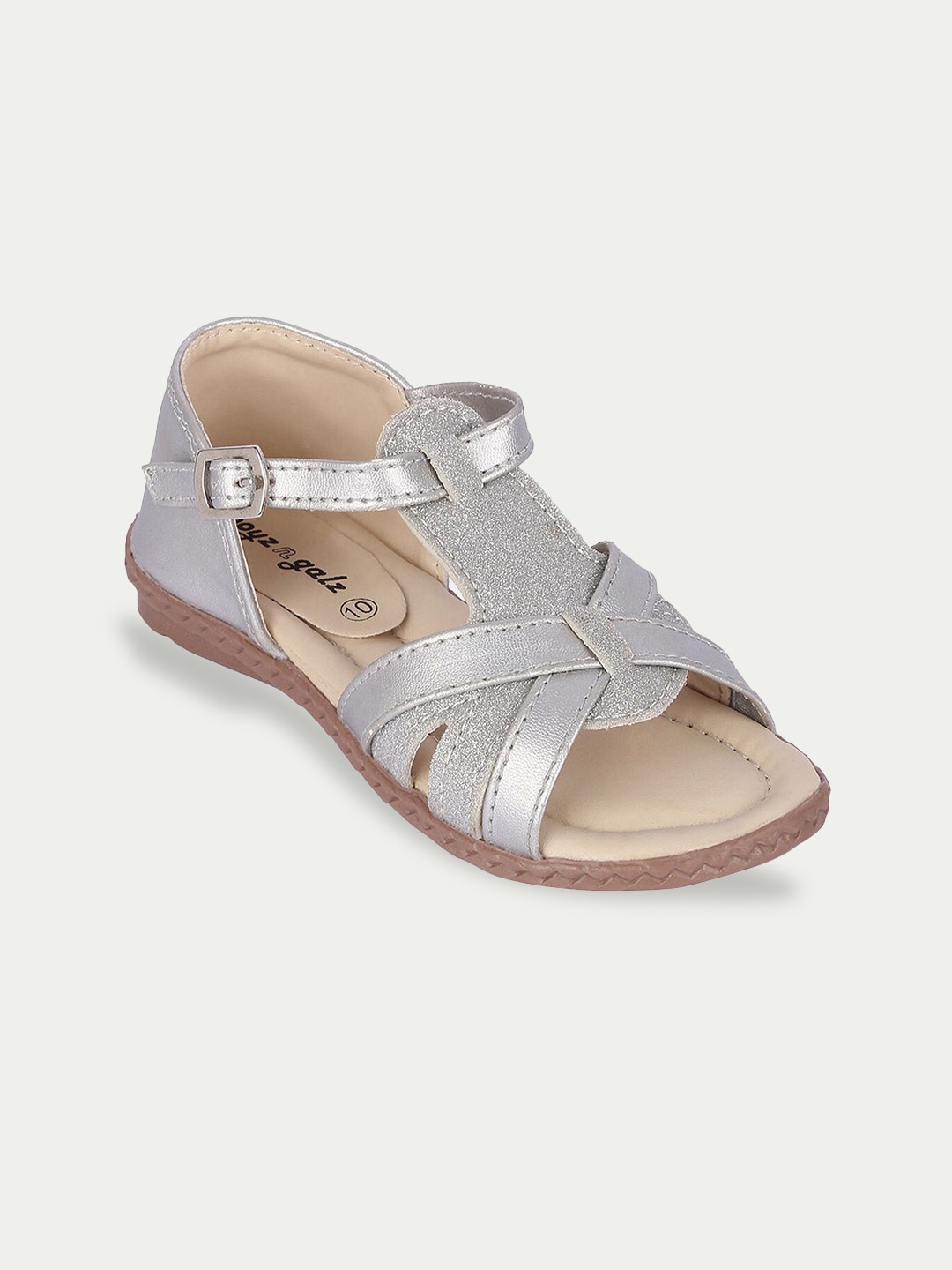 

Hopscotch Girls Embellished Open Toe Flats, Silver
