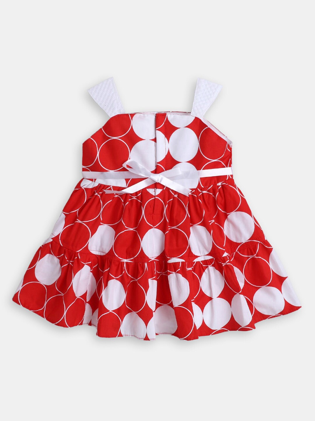 

Hopscotch Girls Geometric Printed Cotton Fit & Flare Dress, Red