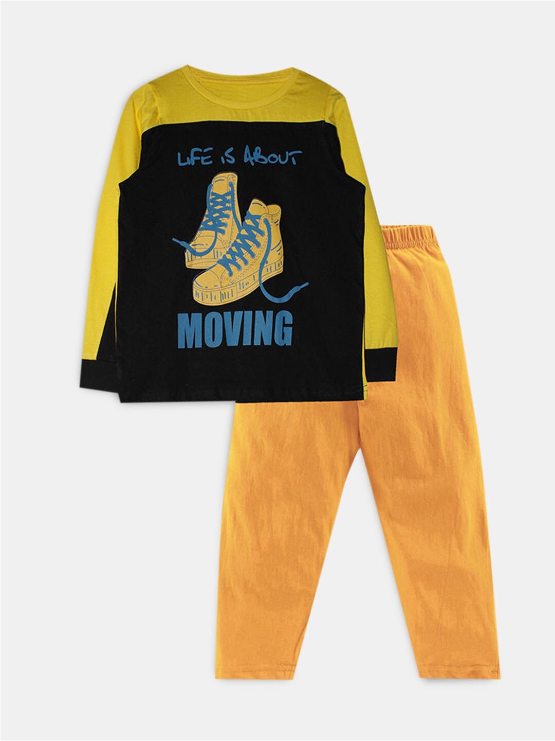 

Hopscotch Boys Printed T-shirt with Trousers, Black