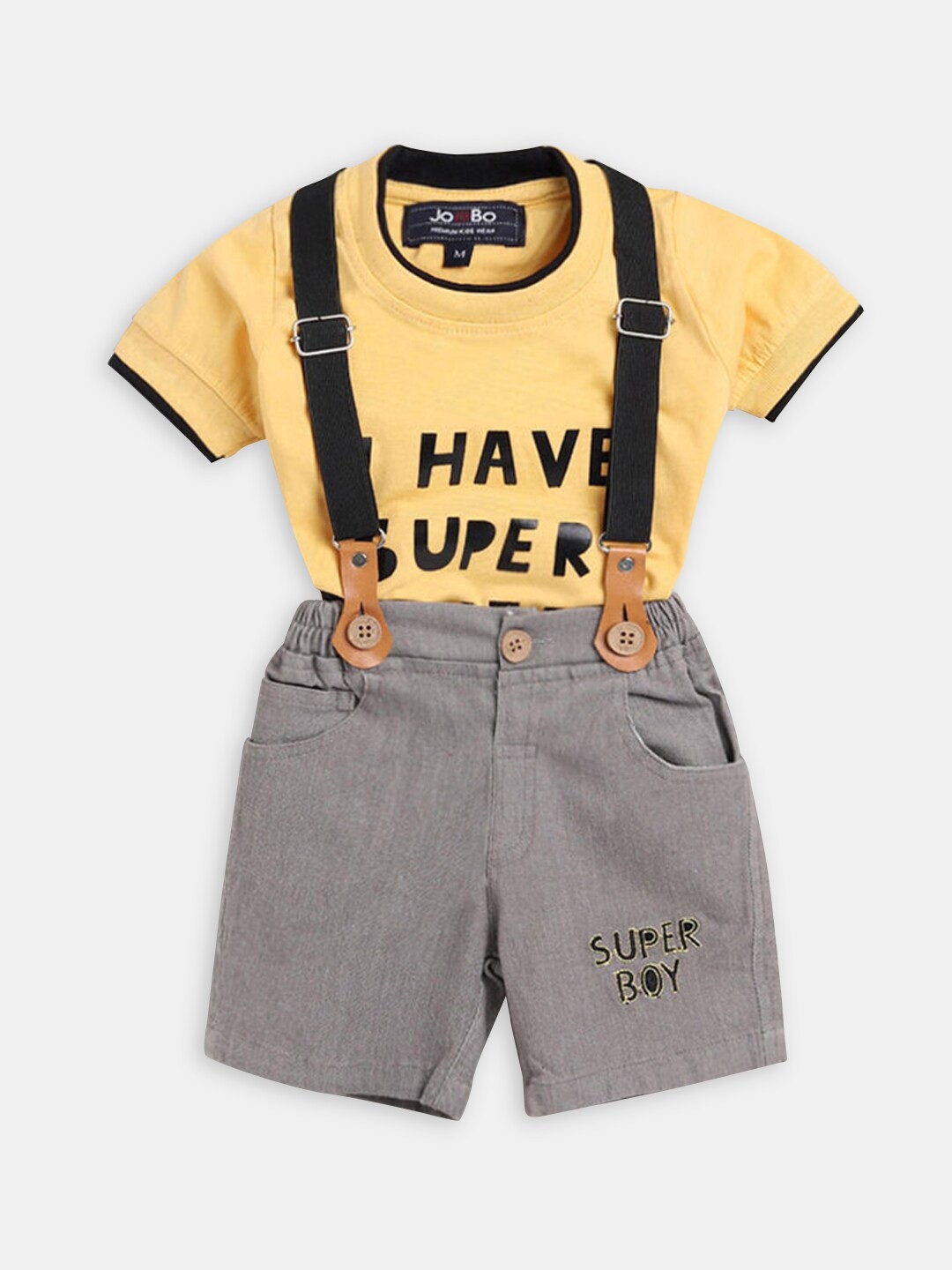 

Hopscotch Boys Printed Pure Cotton T-shirt with Shorts, Yellow