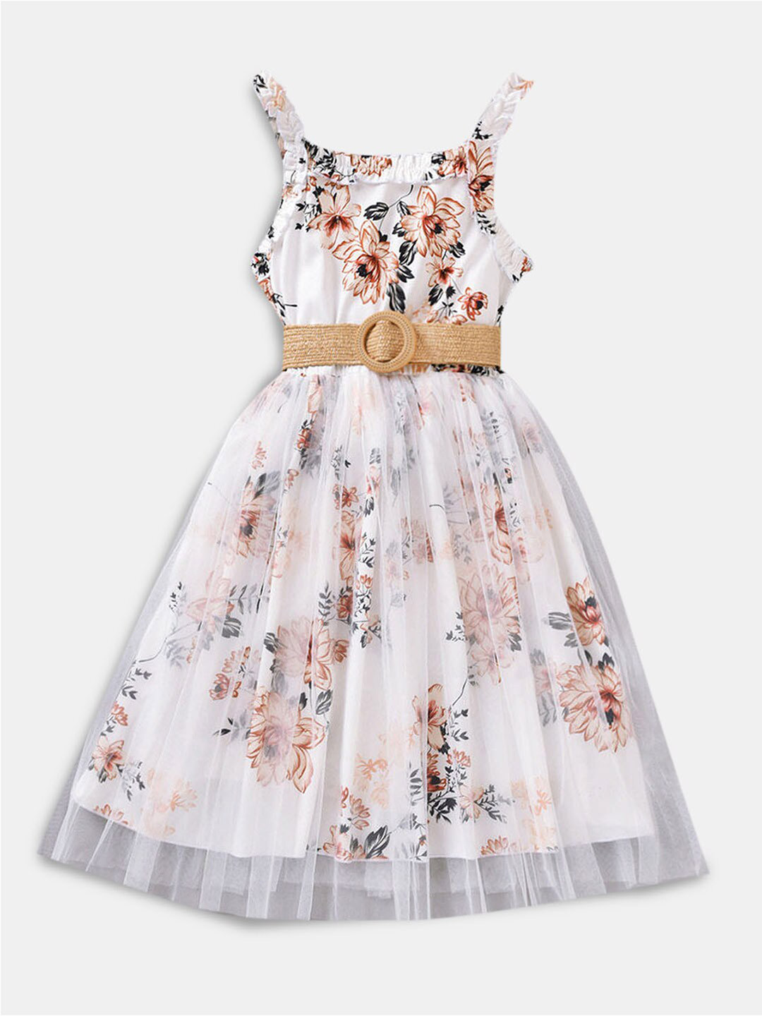 

Hopscotch Kids Girls Shoulder Straps Floral Dress, White