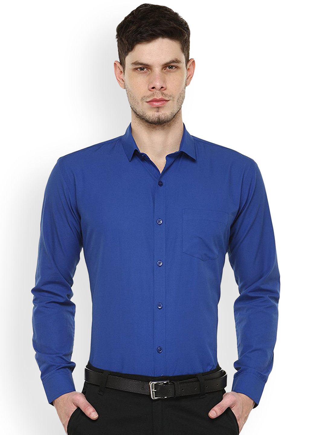 

JAINISH Men Blue Standard Slim Fit Solid Formal Shirt