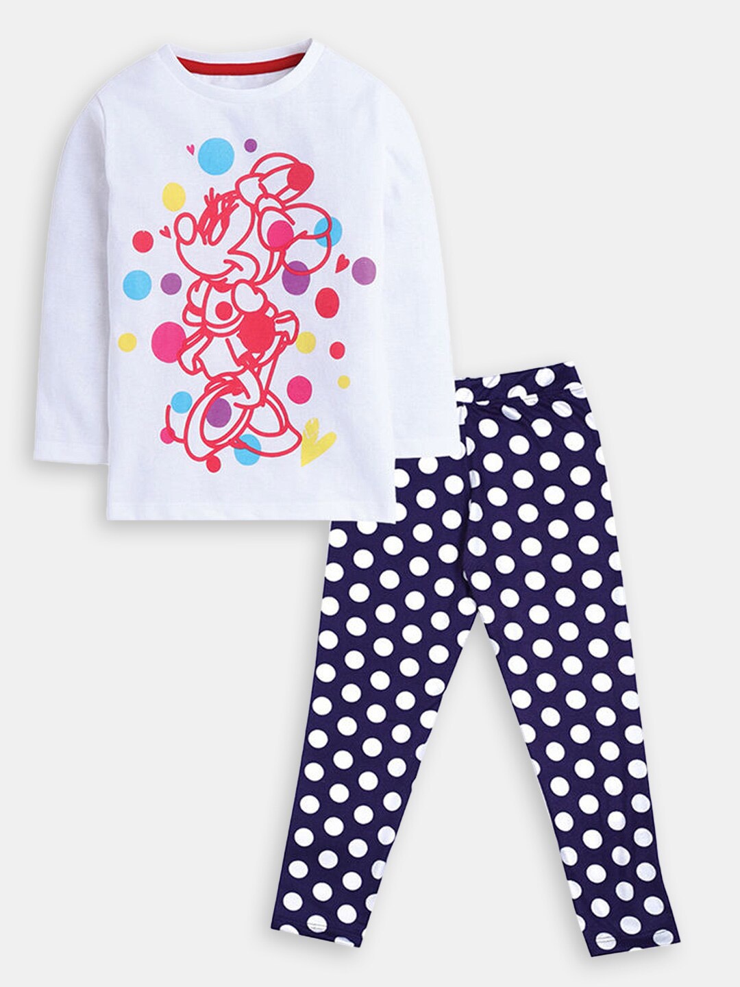 

Hopscotch Girls Printed Cotton Lycra T-shirt with Leggings, White