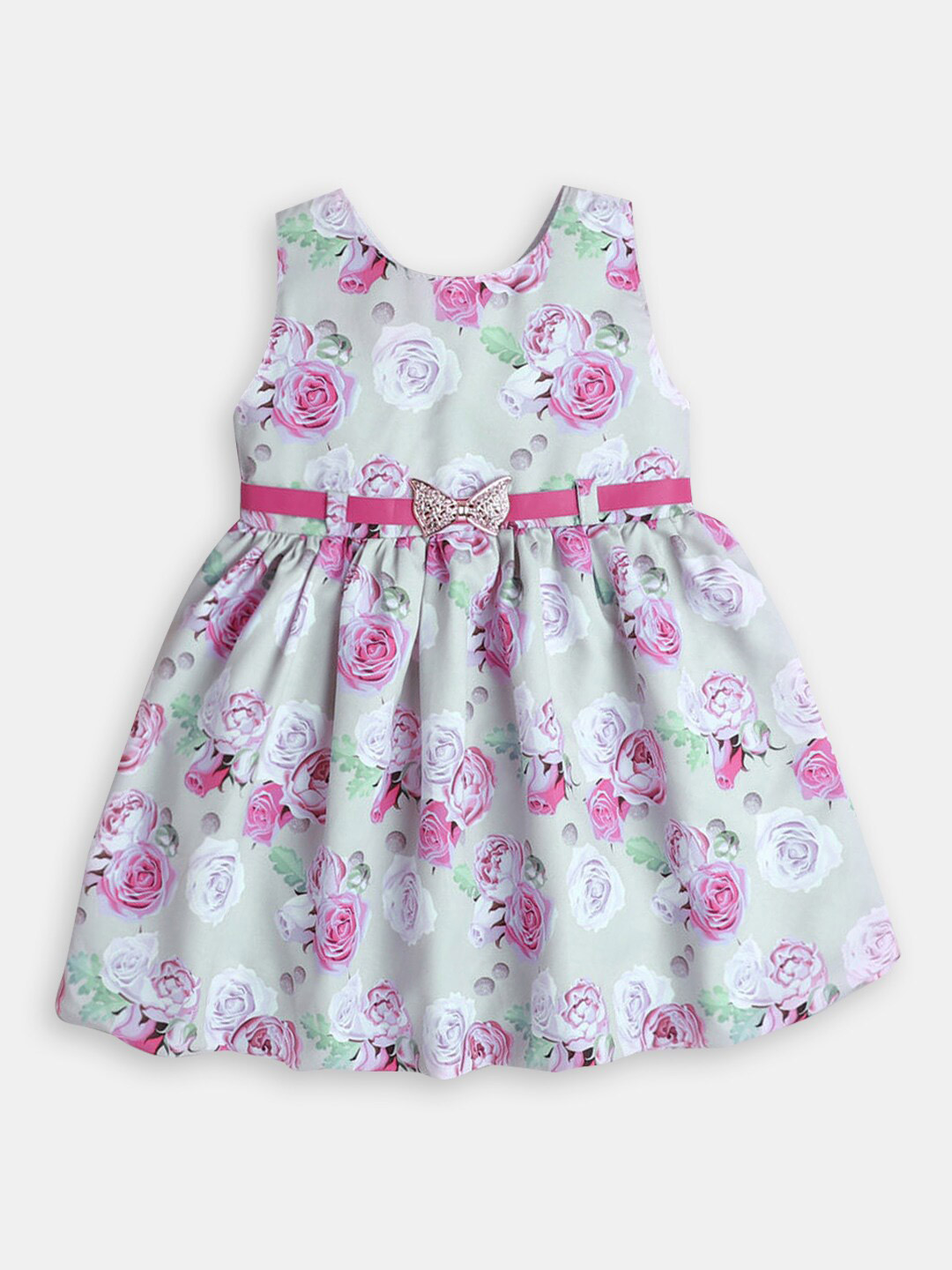 

Hopscotch Floral Printed Fit & Flare Dress, Pink