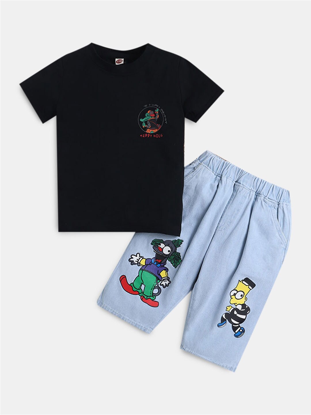 

Hopscotch Boys Printed T-shirt with Shorts, Black