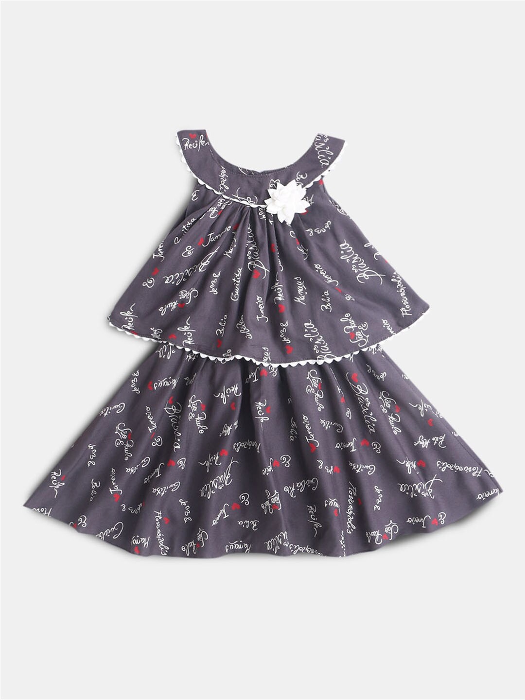 

Hopscotch Conversational Printed A-Line Dress, Grey
