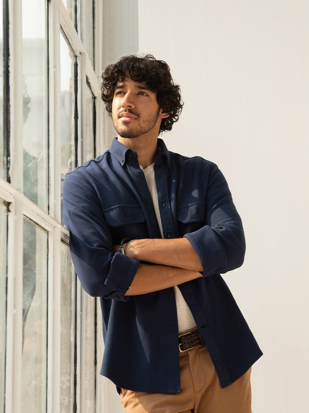 

Andamen Men Classic Casual Cotton Shirt, Blue