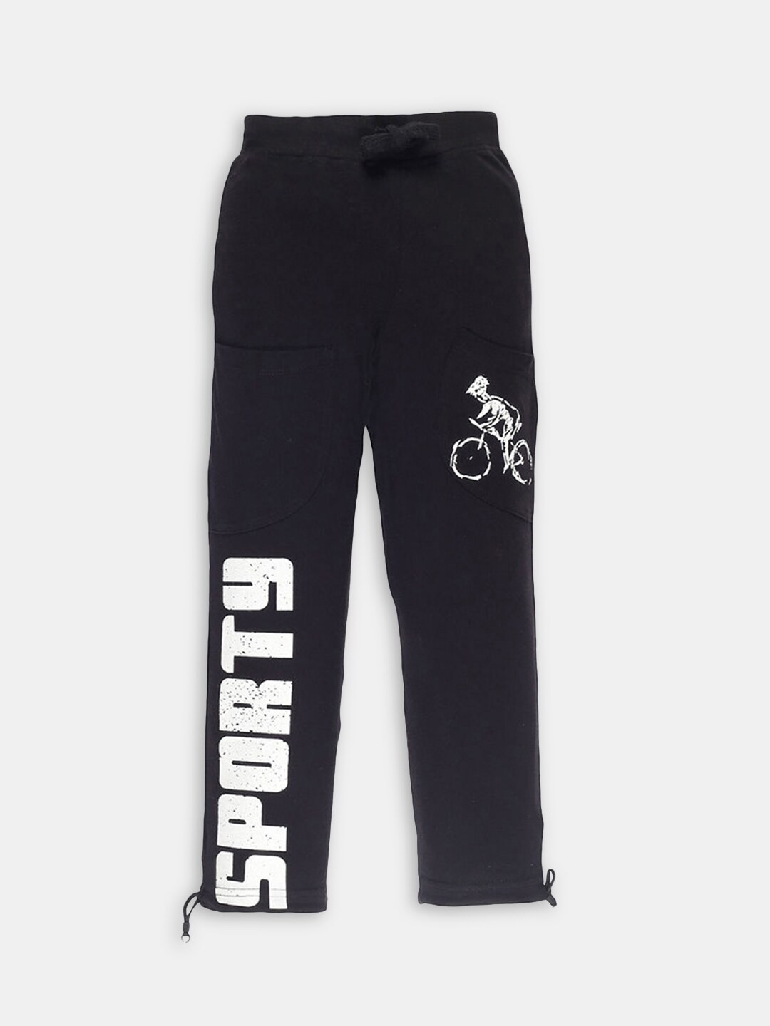 

Hopscotch Boys Printed Cotton Joggers, Black