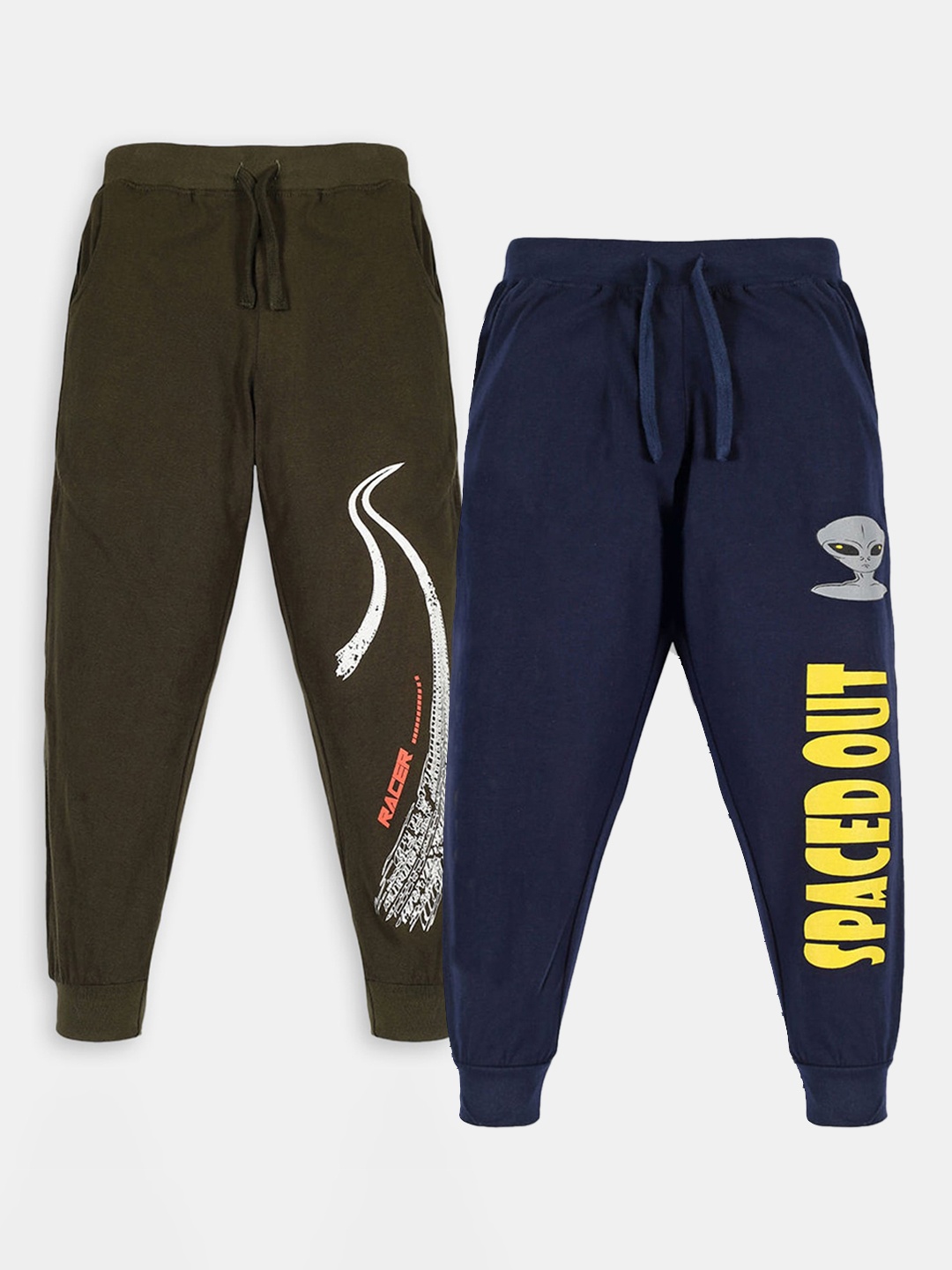

Hopscotch Boys Pack Of 2 Graphic Printed Cotton Joggers, Navy blue