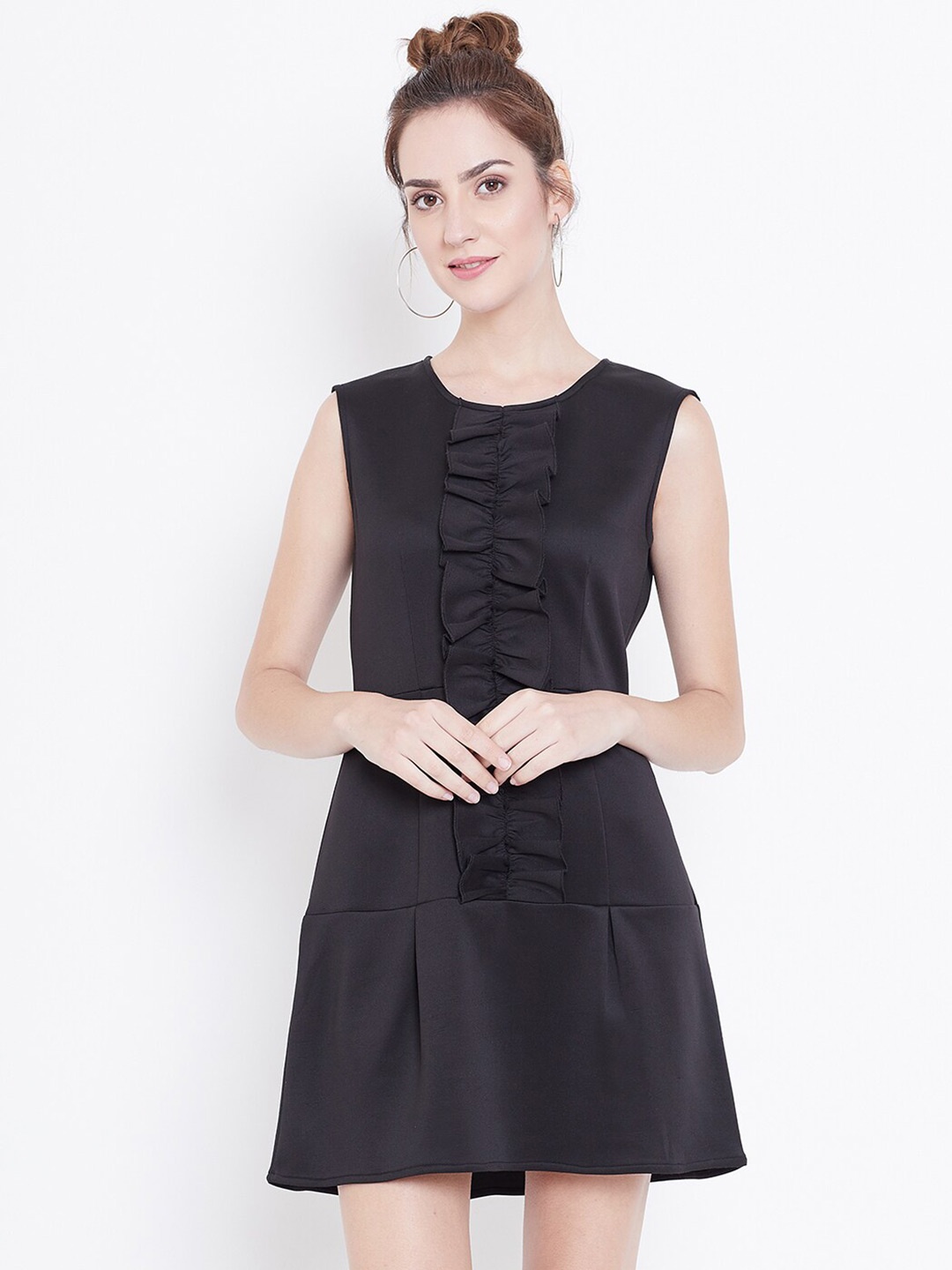 

DODO & MOA Ruffles Flared A-Line Dress, Black