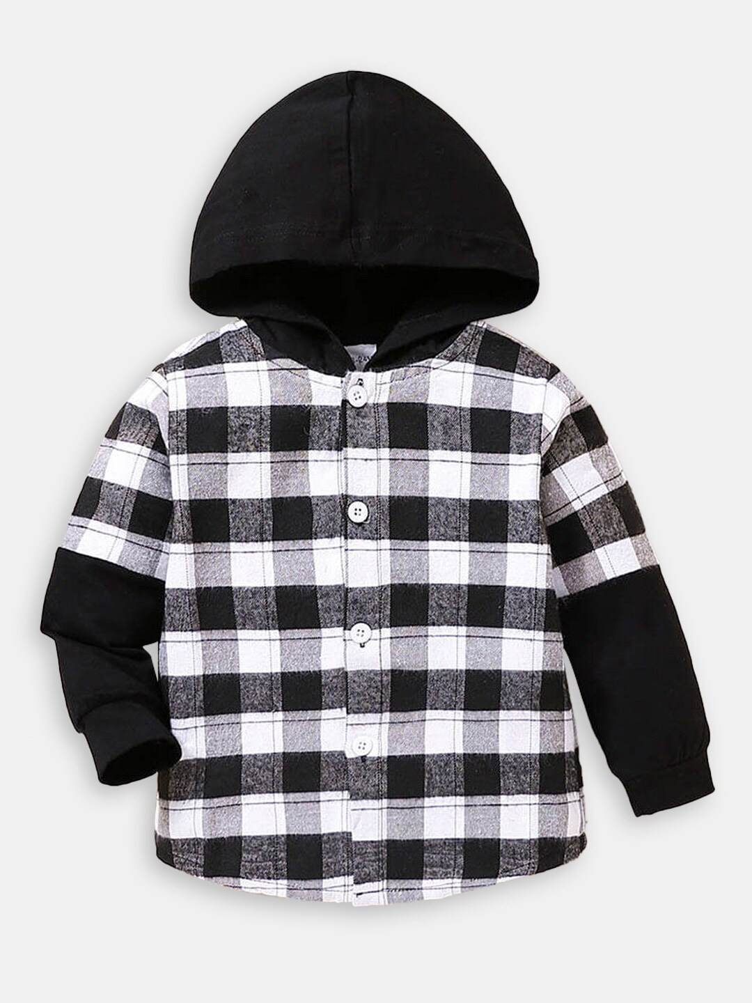 

Hopscotch Boys Gingham Checks Checked Casual Shirt, Black