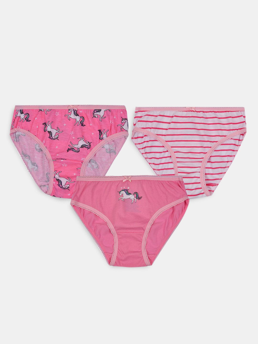 

Hopscotch Girls Pack of 3 Printed Basic Cotton Briefs, Pink