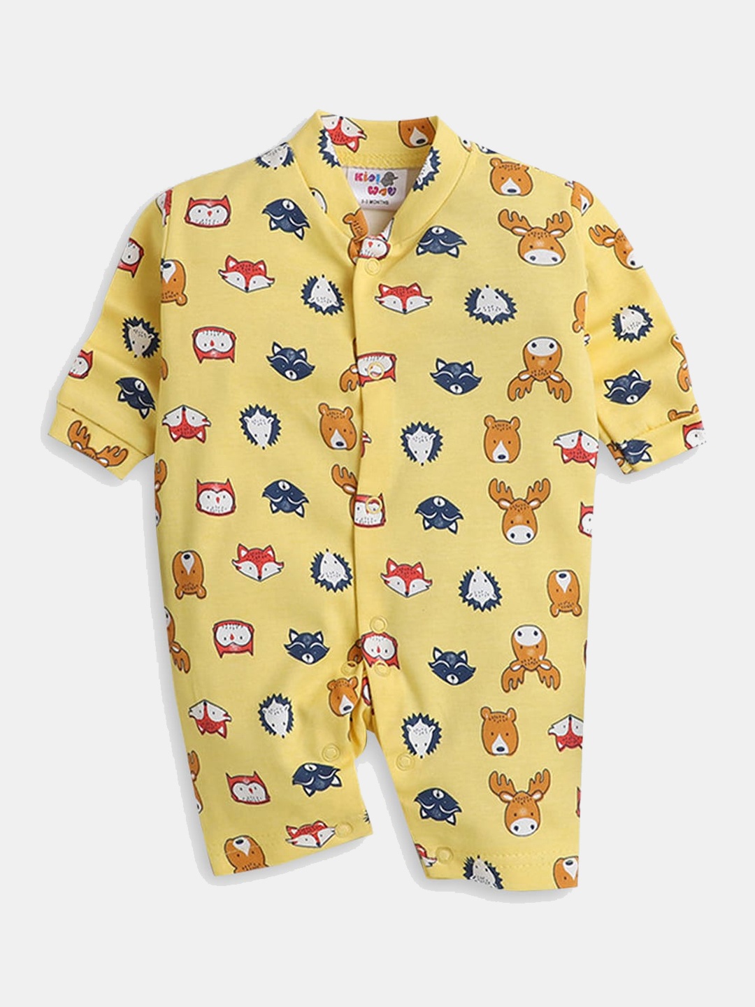 

Hopscotch Kids Graphic Printed Cotton Romper, Yellow