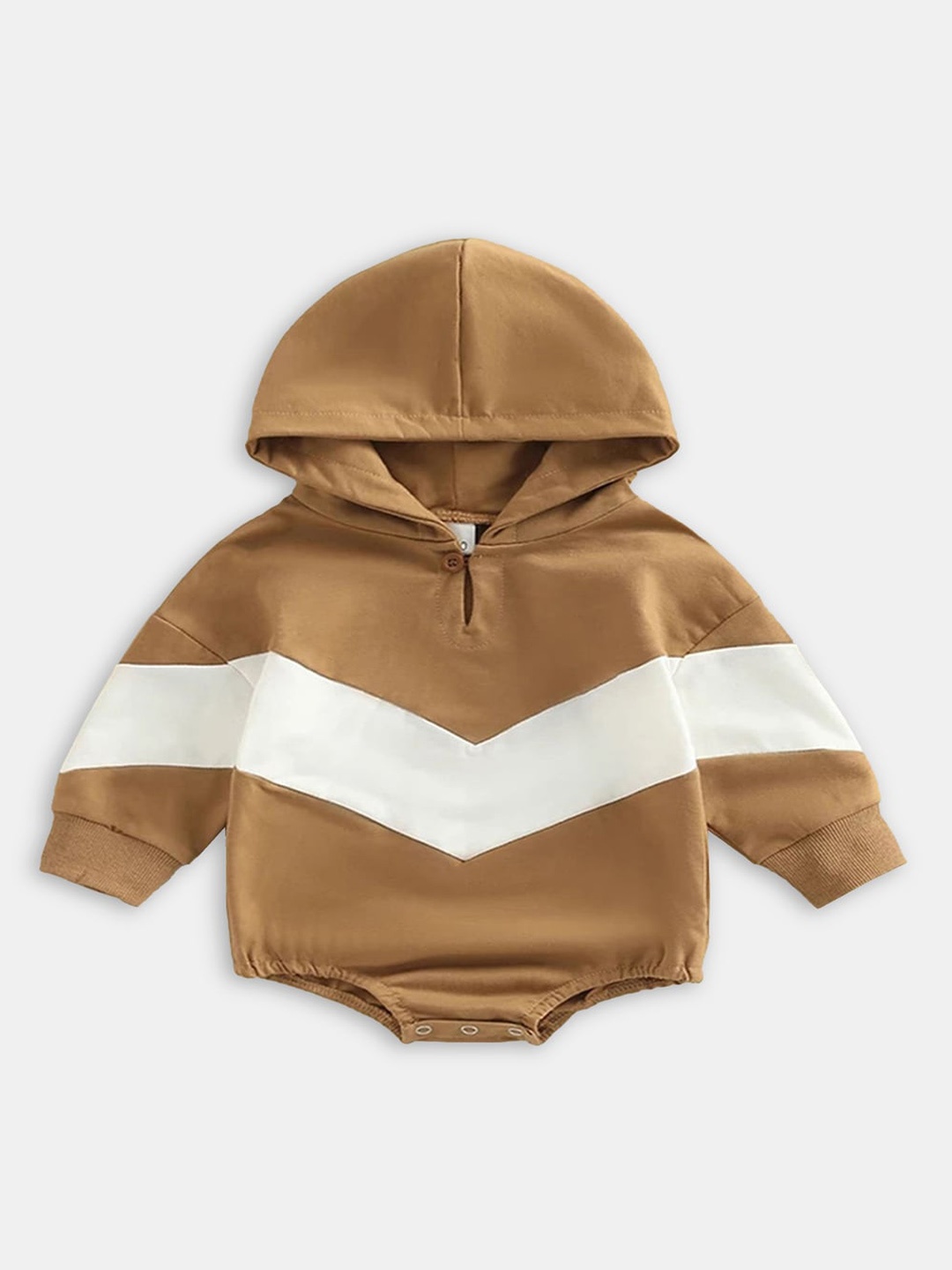 

Hopscotch Kids Striped Full-Sleeve Bodysuit, Brown